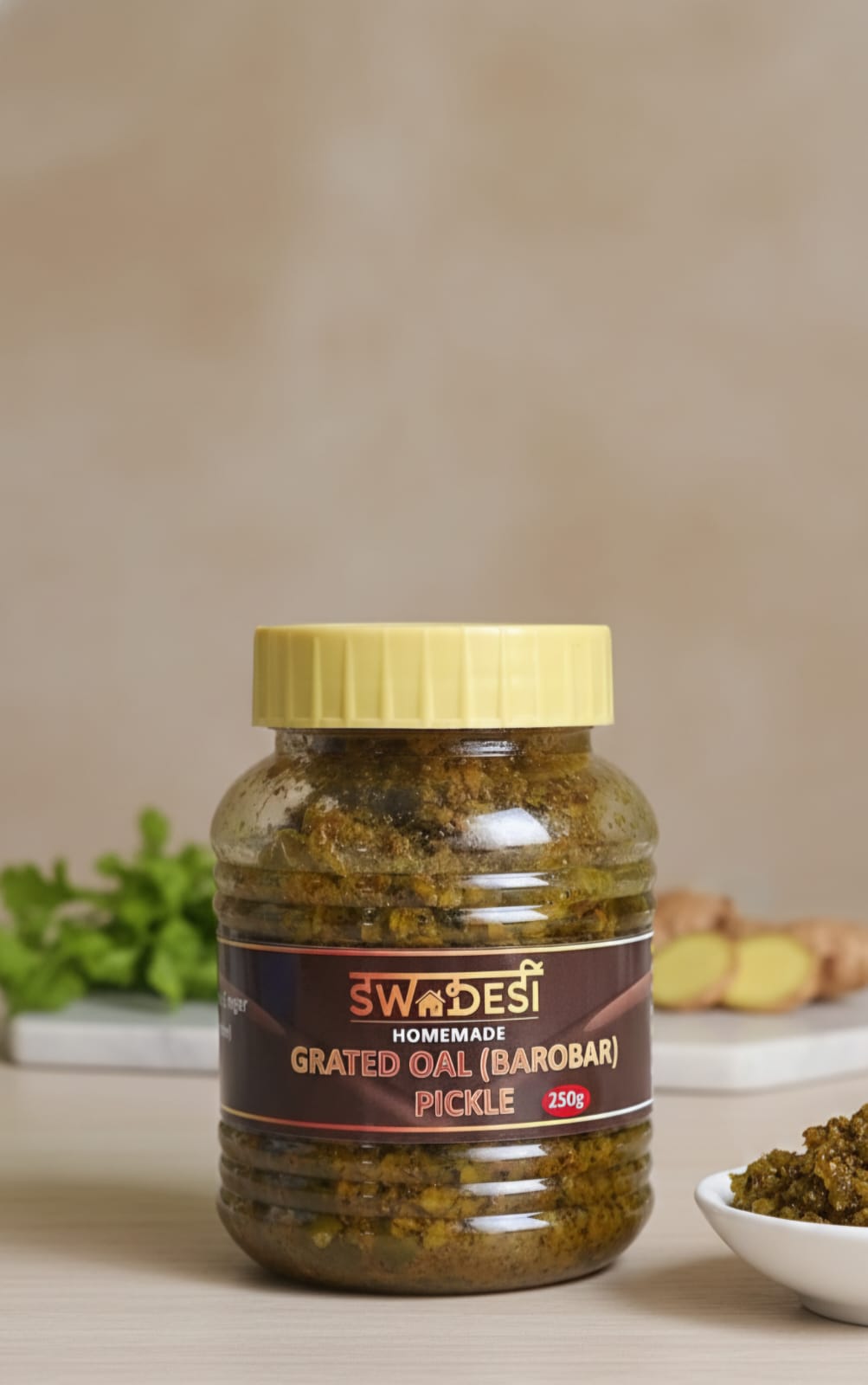 Swadesi Homemade Grated Oal (Barobar) Pickle – Traditional Mithila Style